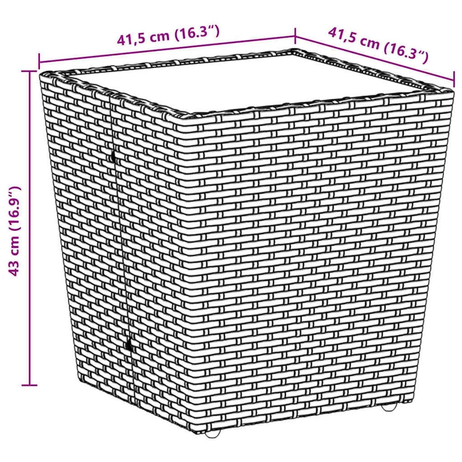 vidaXL Bistro-Tisch, braun, Poly Rattan, 41,5x41,5x43cm, Teil des 3-tlg. Gartenmöbel Sets.