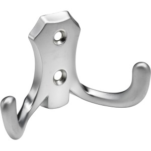 Hettich Mantelhaken in Aluminium-Optik, Garderobenhaken aus Zinkdruckguss mit zwei Haken.