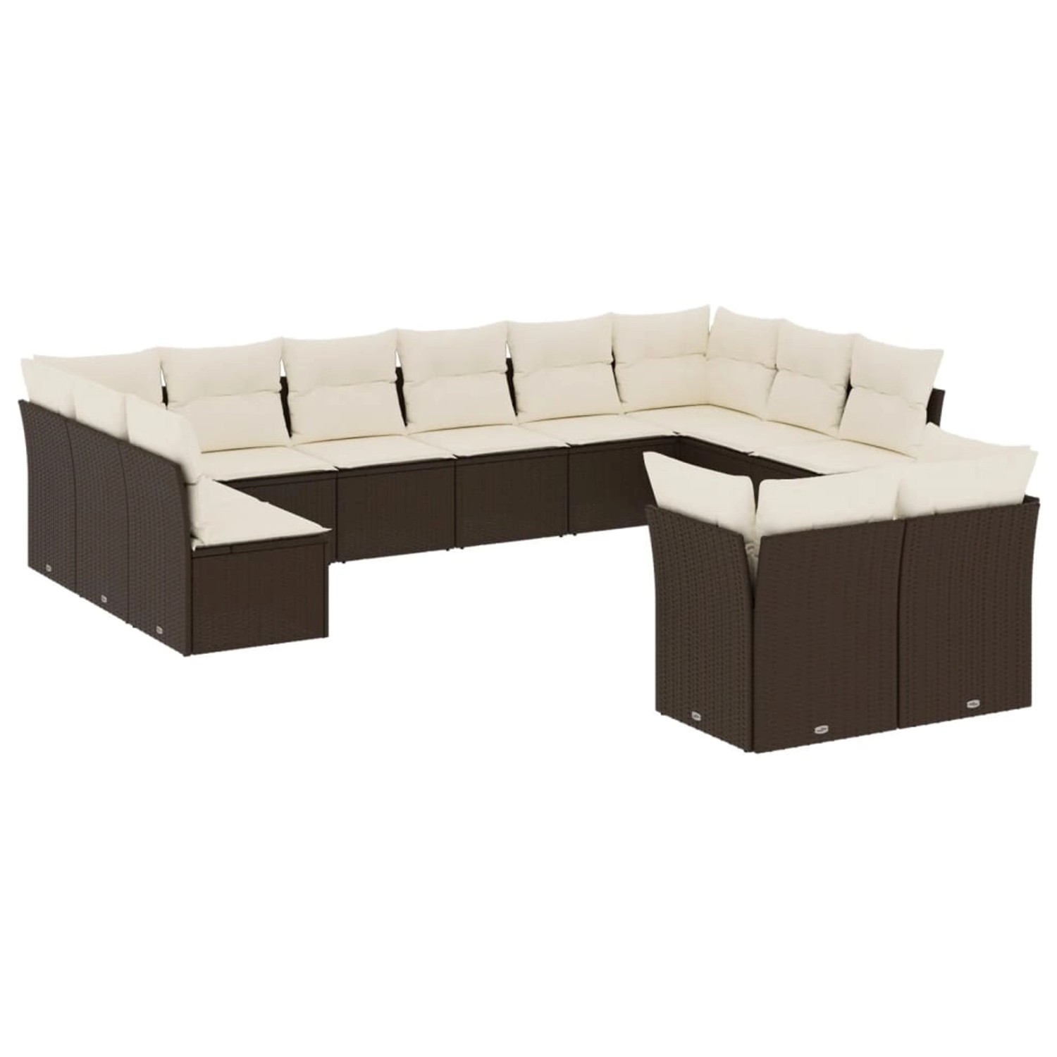 vidaXL 12-Tlg Garten-Sofagarnitur mit Kissen Braun Poly Rattan 3250272 günstig online kaufen