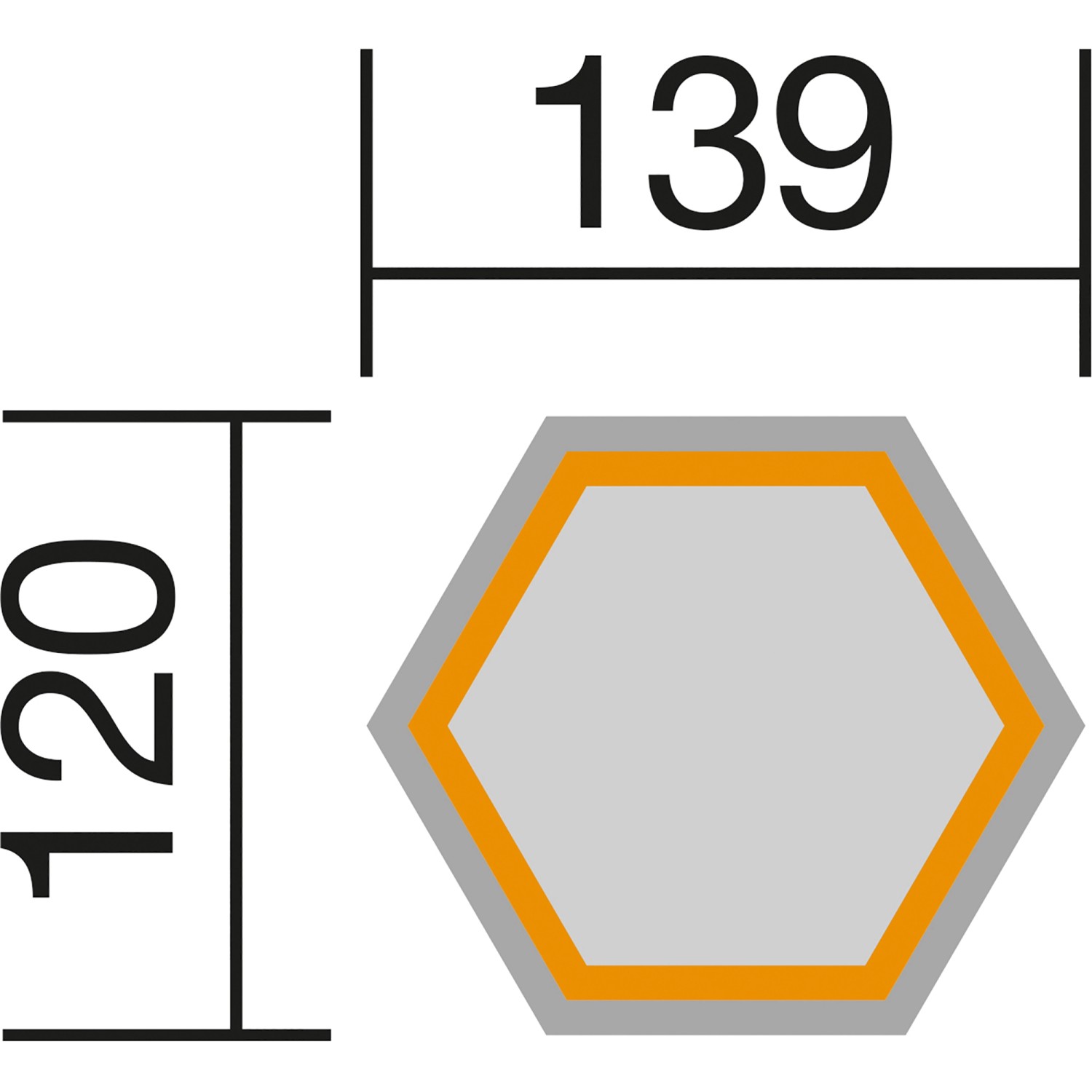 Skizze des Weka Elementhochbeets 669 6-Eck mit Maßangaben (143 x 120 cm)