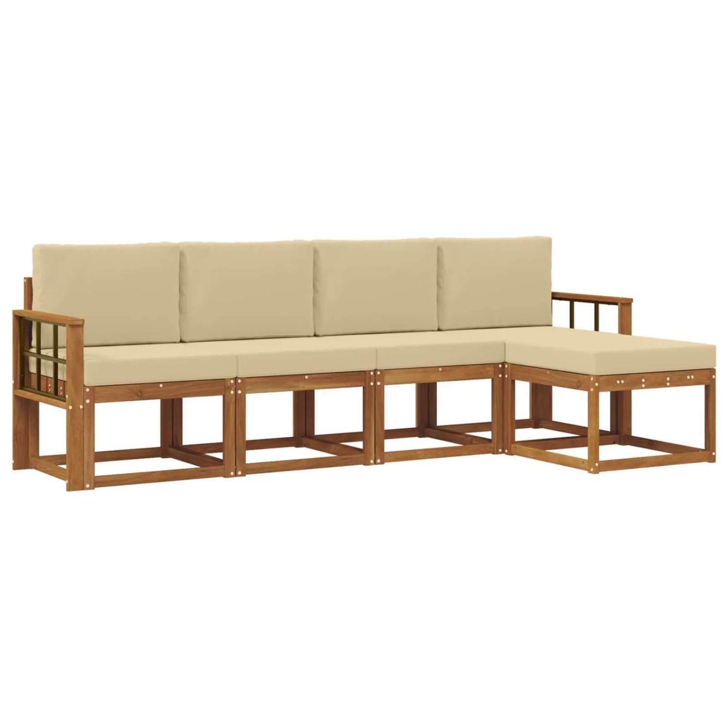 vidaXL Outdoor-Sofagarnitur 5 Stk Natur und Beige Massivholz Akazie 3366266