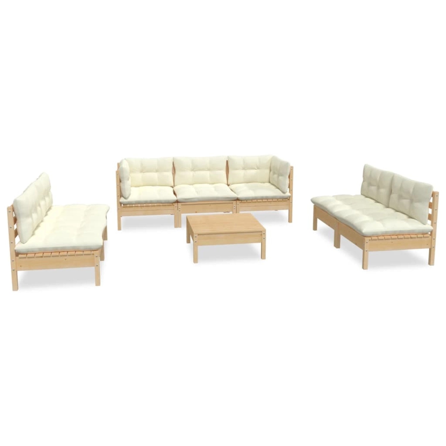 vidaXL 8-tlg Garten-Lounge-Set mit Creme Kissen Massivholz Kiefer Modell 2 günstig online kaufen