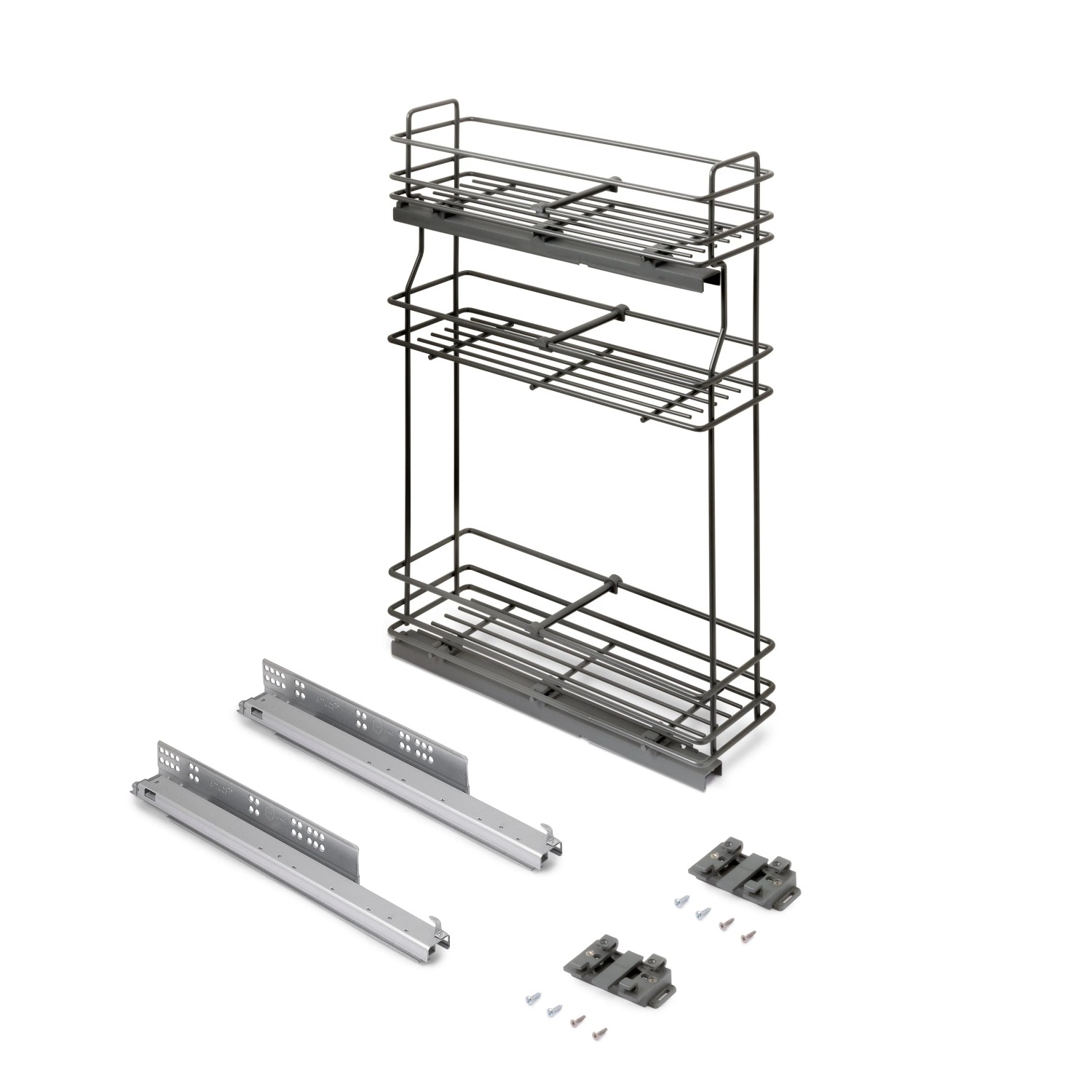 Emuca SupraMax Ausziehbares Flaschenregal SupraMax mit Sanfter Schließung Linke Seite 3 Tablets Modul 200 mm Stahl Verchromt