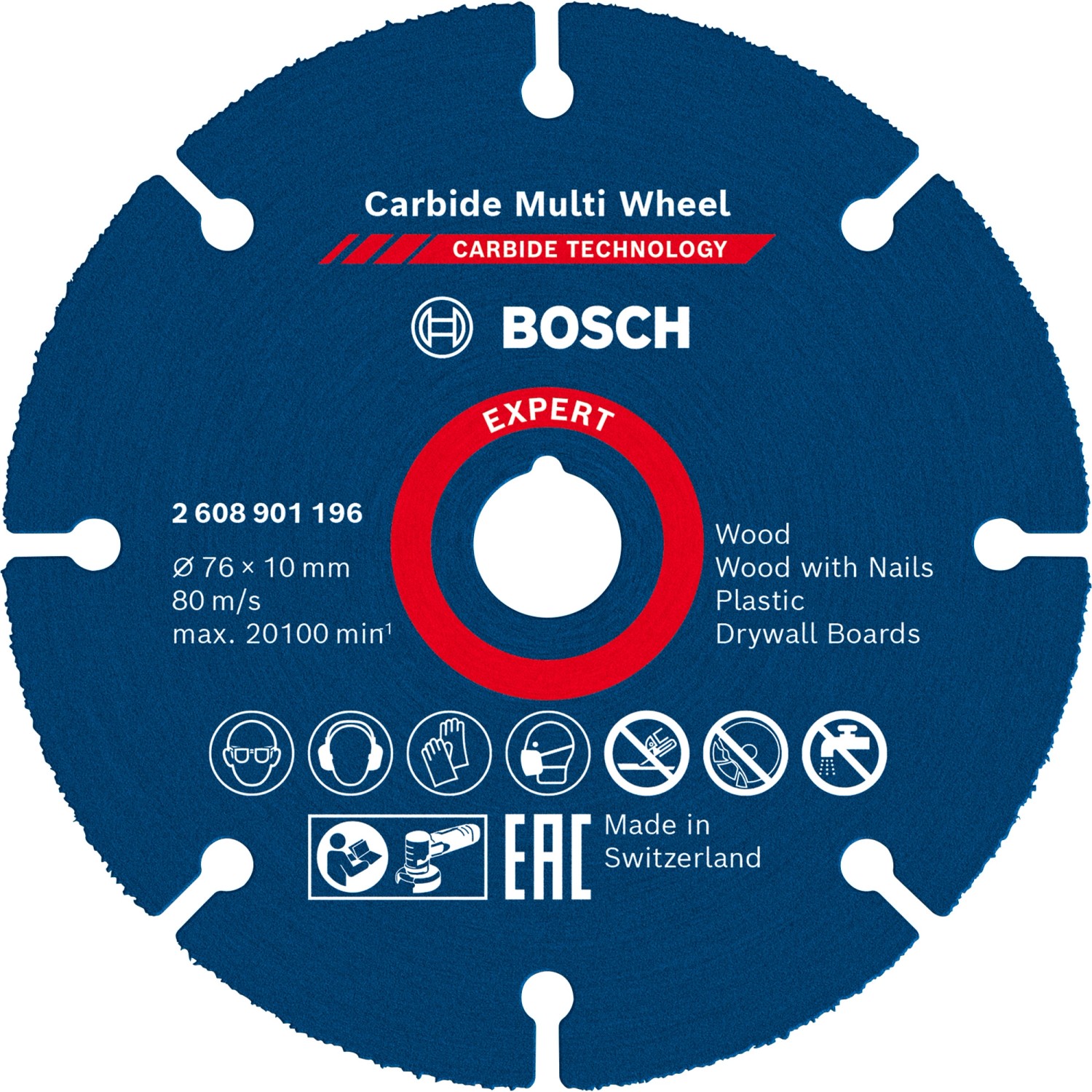 Bosch Expert Trennscheibe Carbide Multi Wheel, Ø 76mm, für Winkelschleifer. Zum Schneiden von Holz, Kunststoff u.a.