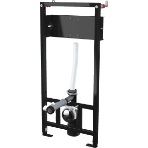 Alcadrain A114S/1120 Montagerahmen für Hänge-WC mit Sensor, schwarzer Metallrahmen mit Rohren.