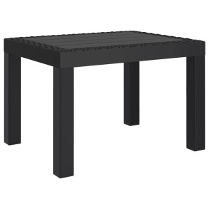 Anthrazitfarbener vidaXL Gartentisch (59x47x40 cm) aus Polypropylen.