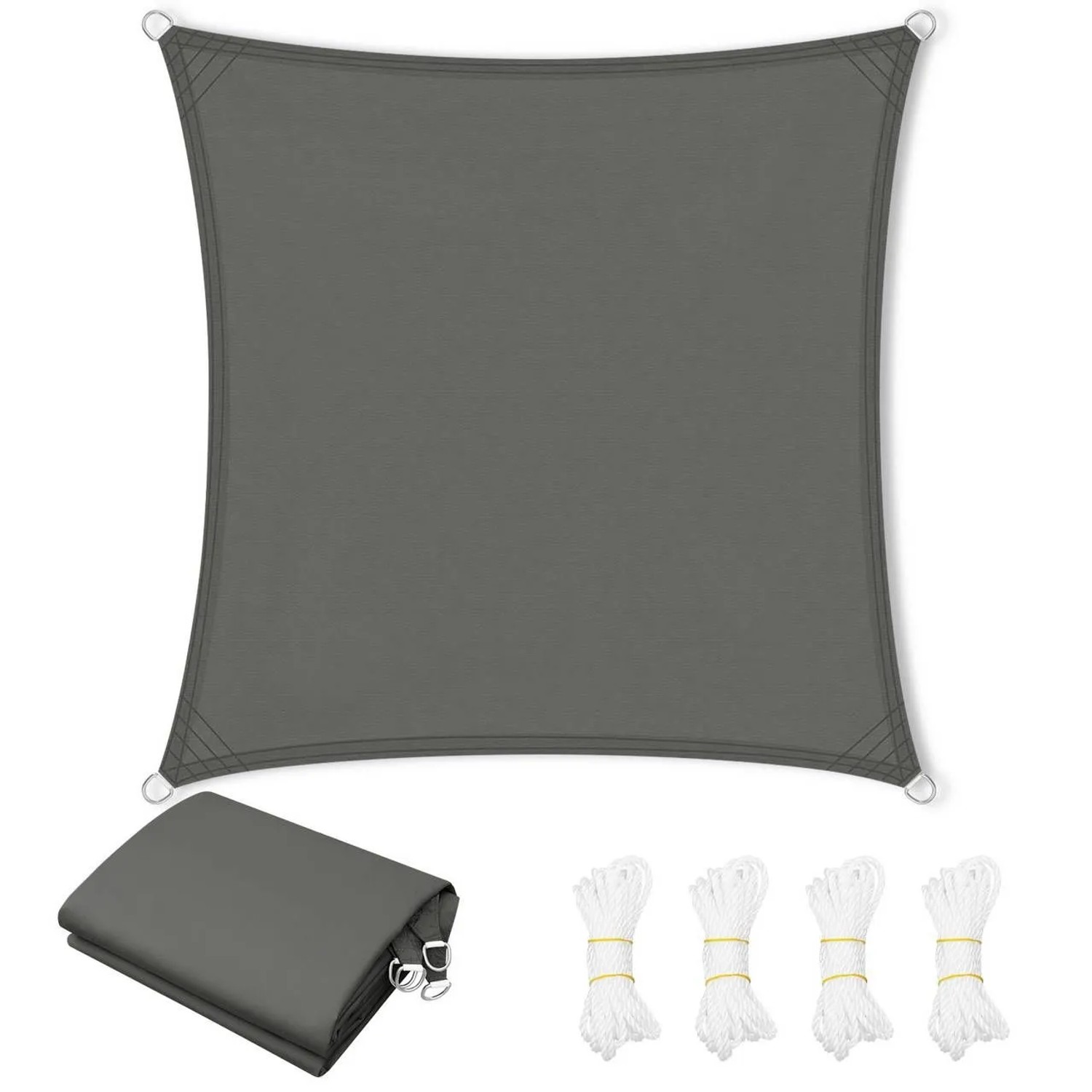 WOLTU Sonnensegel PES 200 g/m² Polyester 95% UV Schutz Dunkelgrau 3x3 m