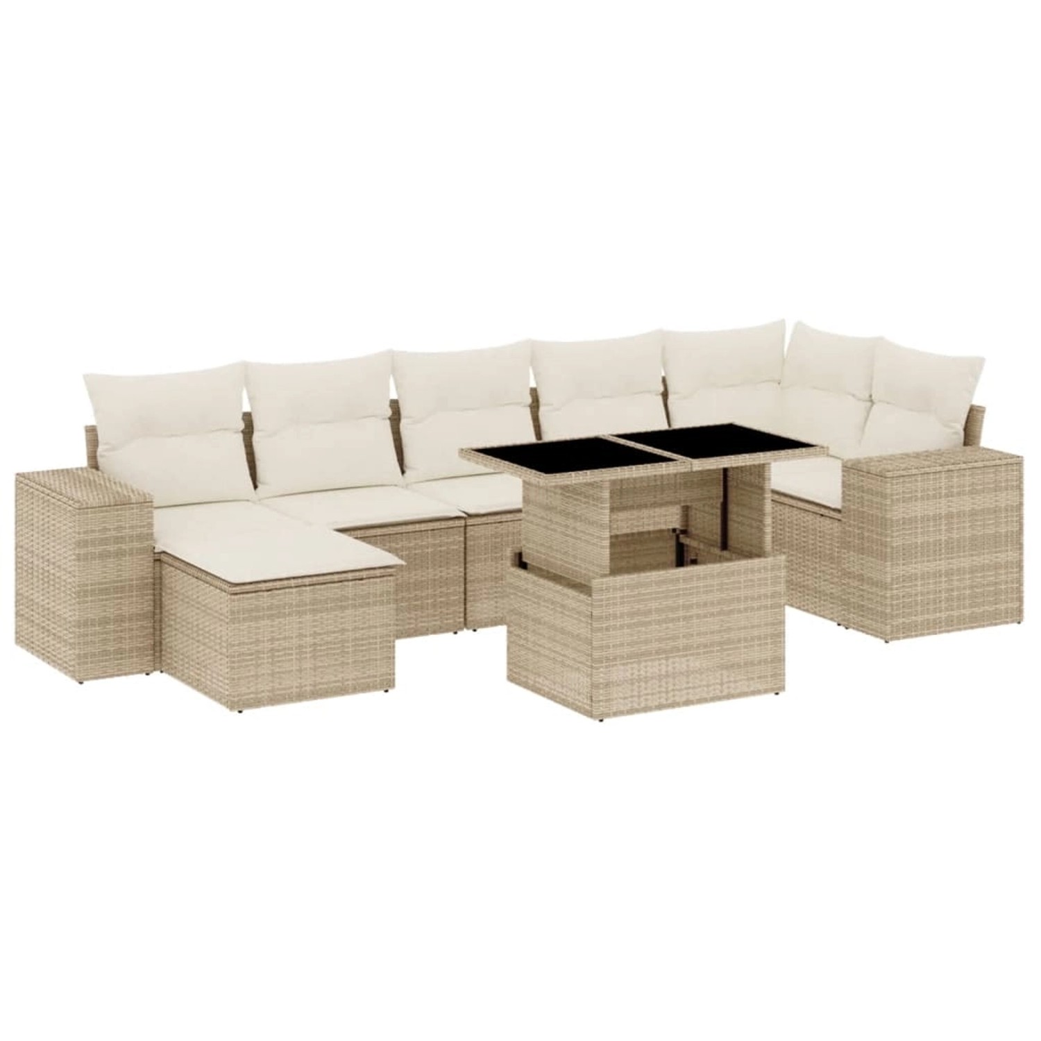 vidaXL 8-Tlg Garten-Sofagarnitur mit Kissen Beige Poly Rattan 3269318 günstig online kaufen