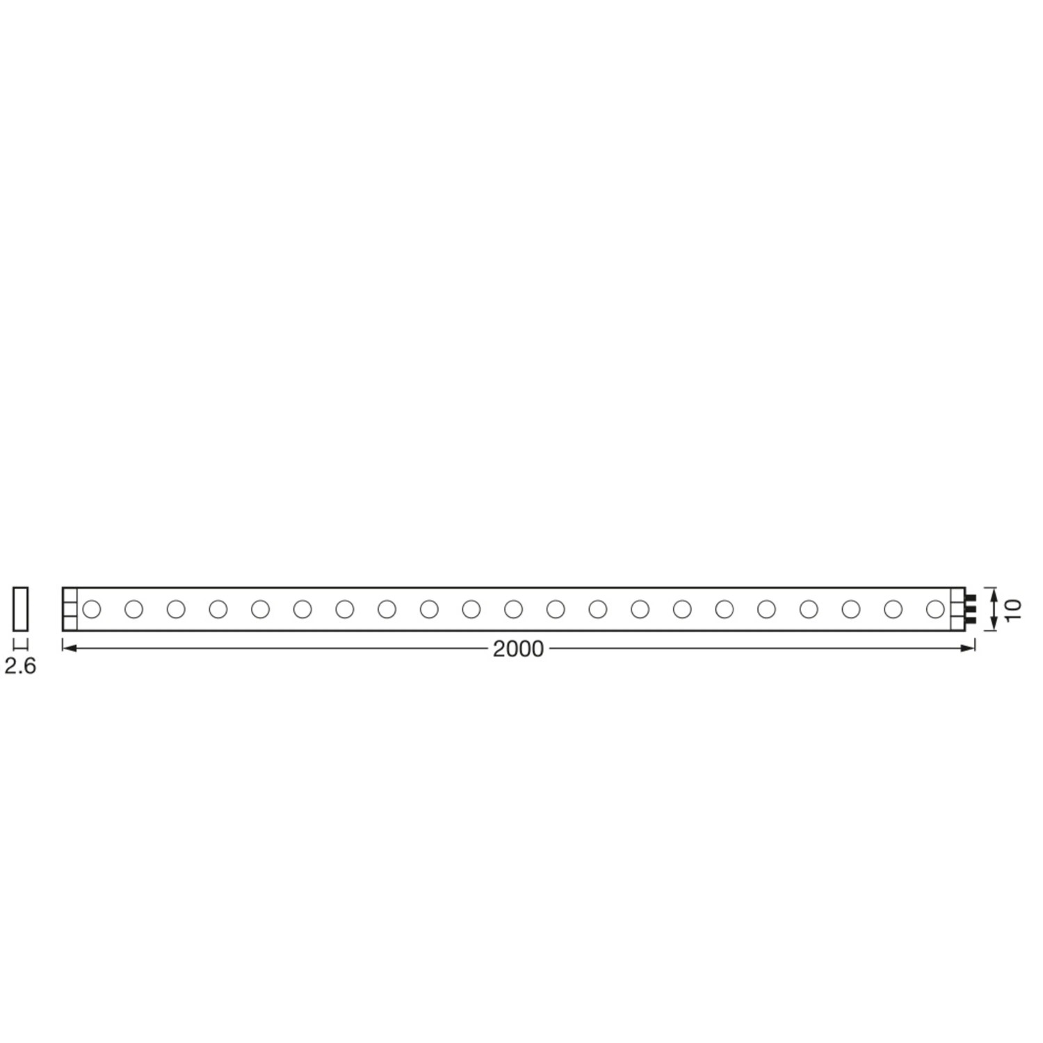 Technische Zeichnung Ledvance LED-Streifen Flex AudioTV Sensor USB, 200cm, RGB, für indirekte Beleuchtung.