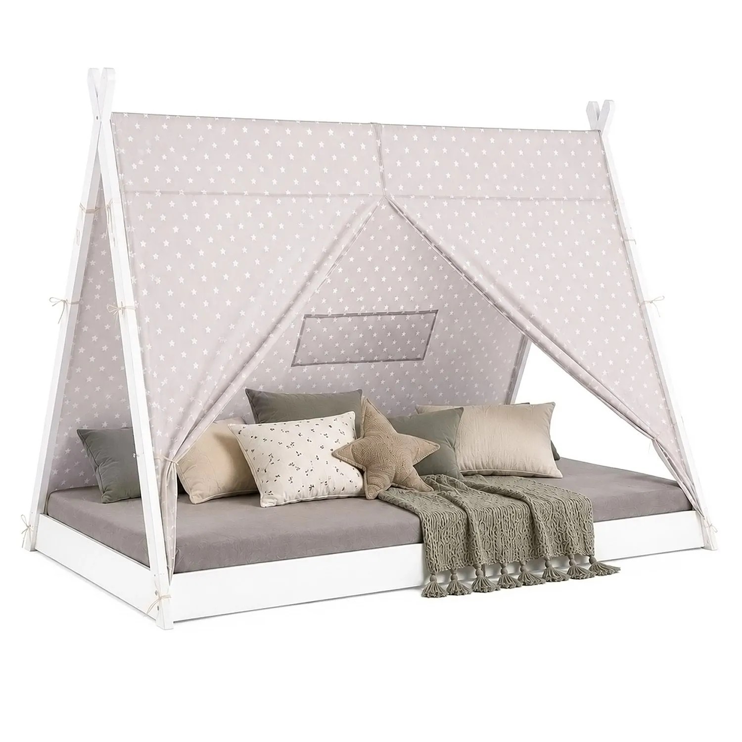 Homestyle4u Kinderbett TIPI 90 x 200 cm Weiß 1847