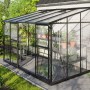 Vitavia Gewächshaus Ida 6500, schwarzes Anlehngewächshaus mit 6,5 m² Fläche im Garten.