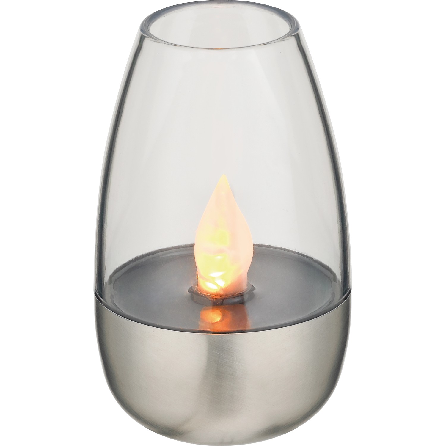 Solar-Tischleuchte in Kerzenform mit warmweißer LED für Garten und Terrasse.