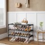 Schwarzes Songmics Schuhregal mit 3 Ebenen für ca. 12 Paar Schuhe im Flur.