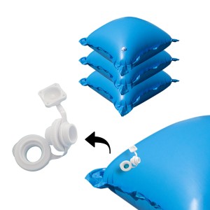 Evolution 3 Poolkissen Set zur Poolabdeckung im Winter, blaue Luftkissen mit Ösen und Luftstopfen.