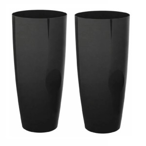 KMND Blumentopf Hoch mit Einsatz Alpha Ø16x30 cm aus PP Kunststoff Granit 2er Set 20781