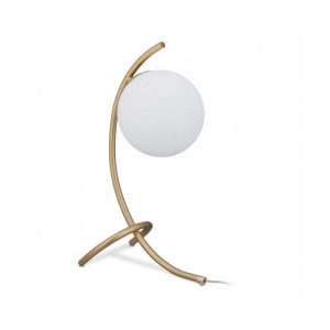Relaxdays Tischlampe Glas Eisen Gold Weiß Für E27 40 cm x 15 cm x 22,5 cm
