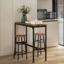 HOMCOM Bartisch-Set, 3-teilig im Industrie-Design mit Tisch und zwei Barhockern in Rustikal-Braun.