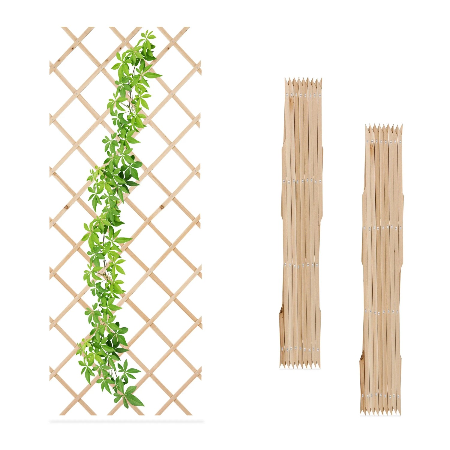 Relaxdays Rankgitter Tannenholz Natur Ausziehbar 3er Set 180 cm x 90 cm x 1 cm