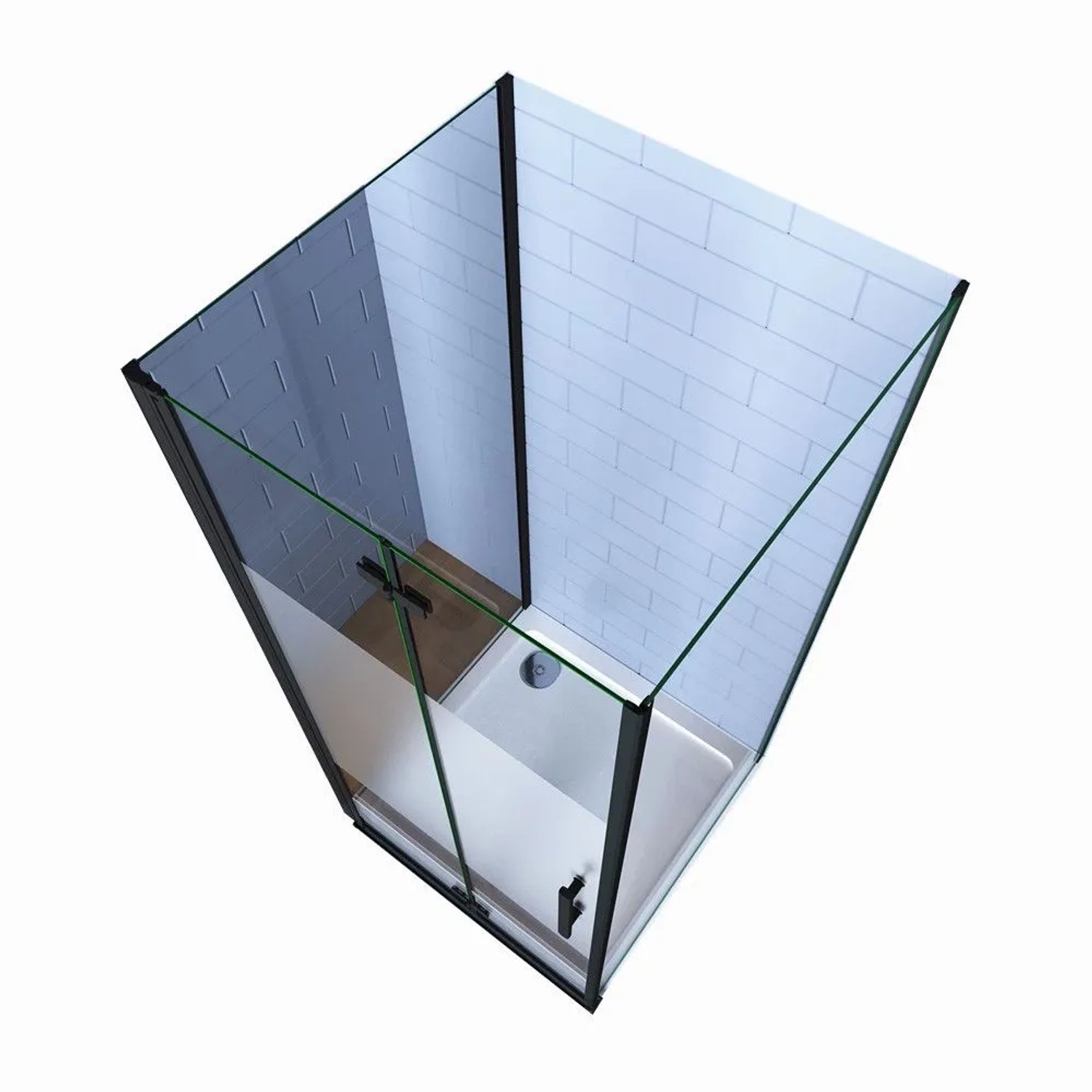 Duschparadies Duschkabine 90 x 110 x 90 cm U-Kabine 6mm Nano Milchglasstreifen Glas Falttür 195cm Höhe Dusche Duschtür