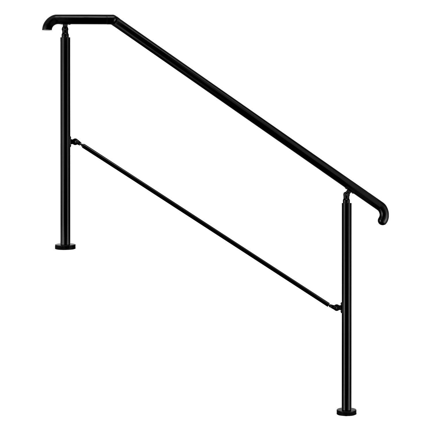 Duschparadies Eingangsgeländer 162 cm Edelstahl Schwarz für 4 oder 5 Stufen Verstellbar