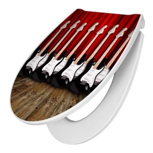 Banjado Premium WC-Sitz mit E-Gitarren Motiv, Absenkautomatik und Soft Close Funktion.