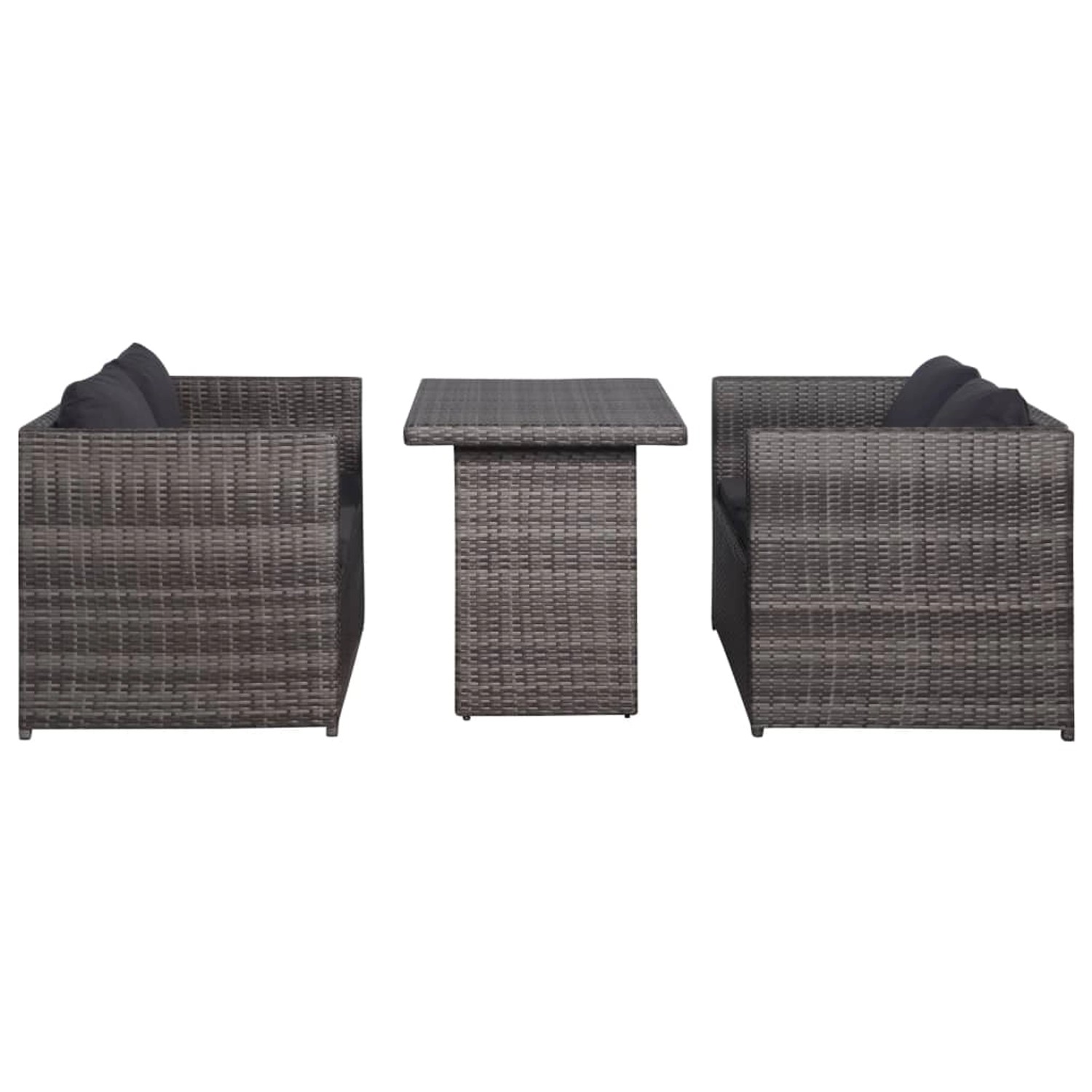 Thumbnail - vidaXL 3-tlg Bistro-Set mit Auflagen Poly Rattan Grau Modell 1