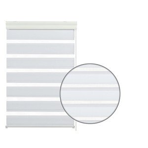 Gardinia Doppelrollo, 100x160 cm, weiß, mit transparenten und blickdichten Streifen.