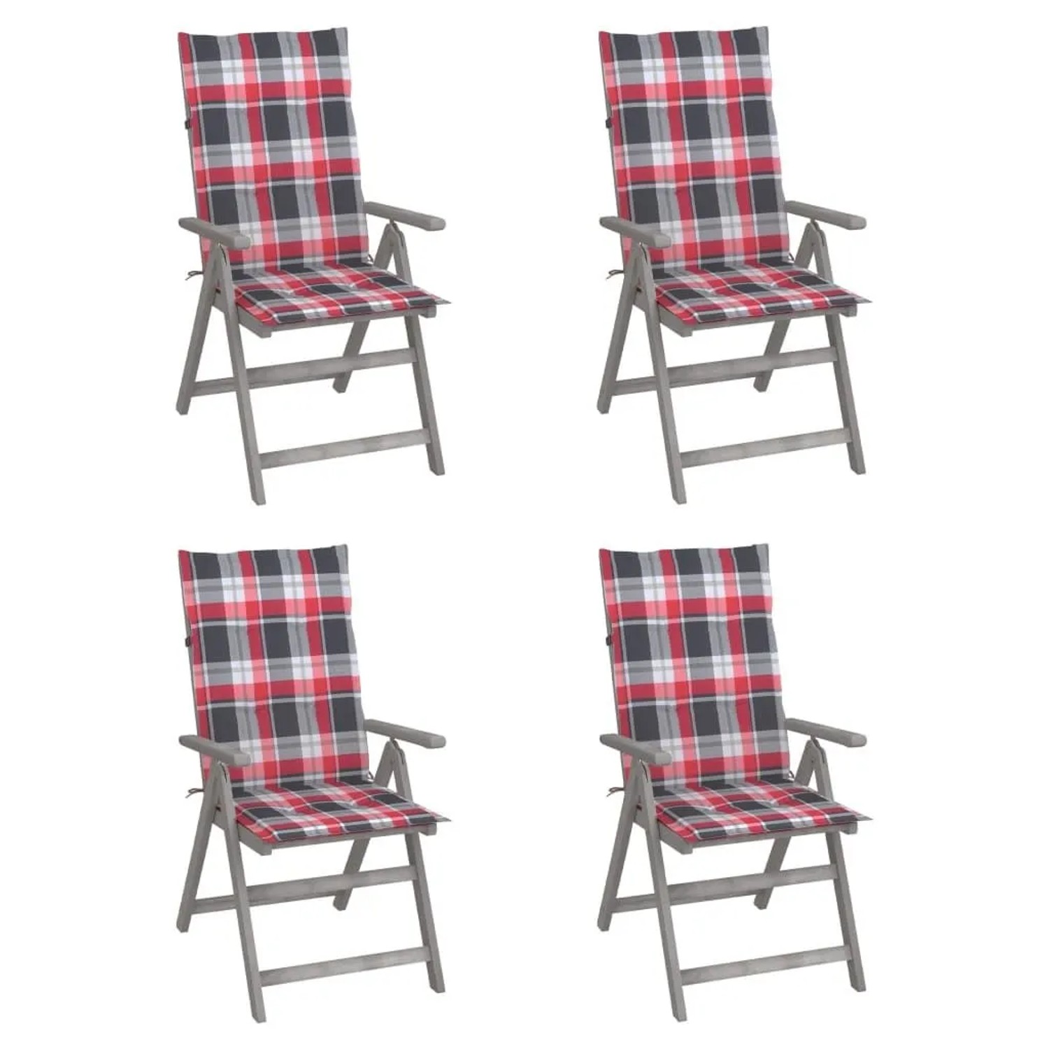 vidaXL Hochlehner Verstellbar 4 Stk mit Auflagen Massivholz Akazie 3065390