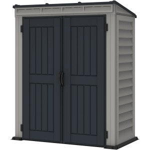 Duramax Kunststoff-Gartenhaus YardMate Pent, graues Gerätehaus mit Doppeltür.