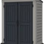 Duramax Kunststoff-Gartenhaus YardMate Pent, graues Gerätehaus mit Doppeltür.