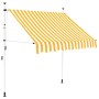 vidaXL Einziehbare Markise, 150 cm, orange-weiß gestreift, mit Handkurbel.