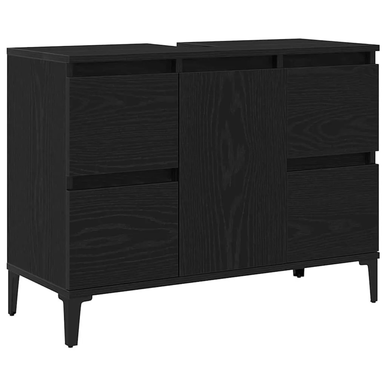 vidaXL Waschbeckenschrank mit Tür Schwarz Eichen-Optik 80 x 33 x 60 cm 8628 günstig online kaufen