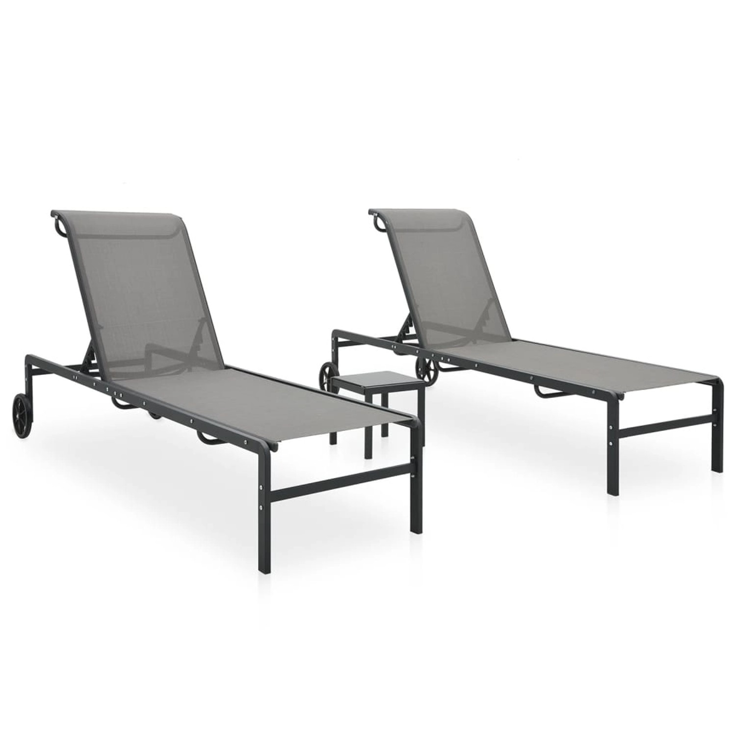 vidaXL Sonnenliegen 2 Stk mit Tisch Textilene und Stahl 316828 günstig online kaufen