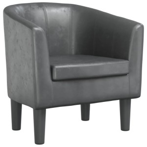 Grauer vidaXL Clubsessel aus Kunstleder. Moderner Loungesessel mit runder Rückenlehne und gepolstertem Sitz.