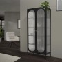 Schwarzer ML-Design Vitrinenschrank aus Stahl, 80x175x40 cm, mit Glasböden. Moderne Vitrine für Wohnzimmer.