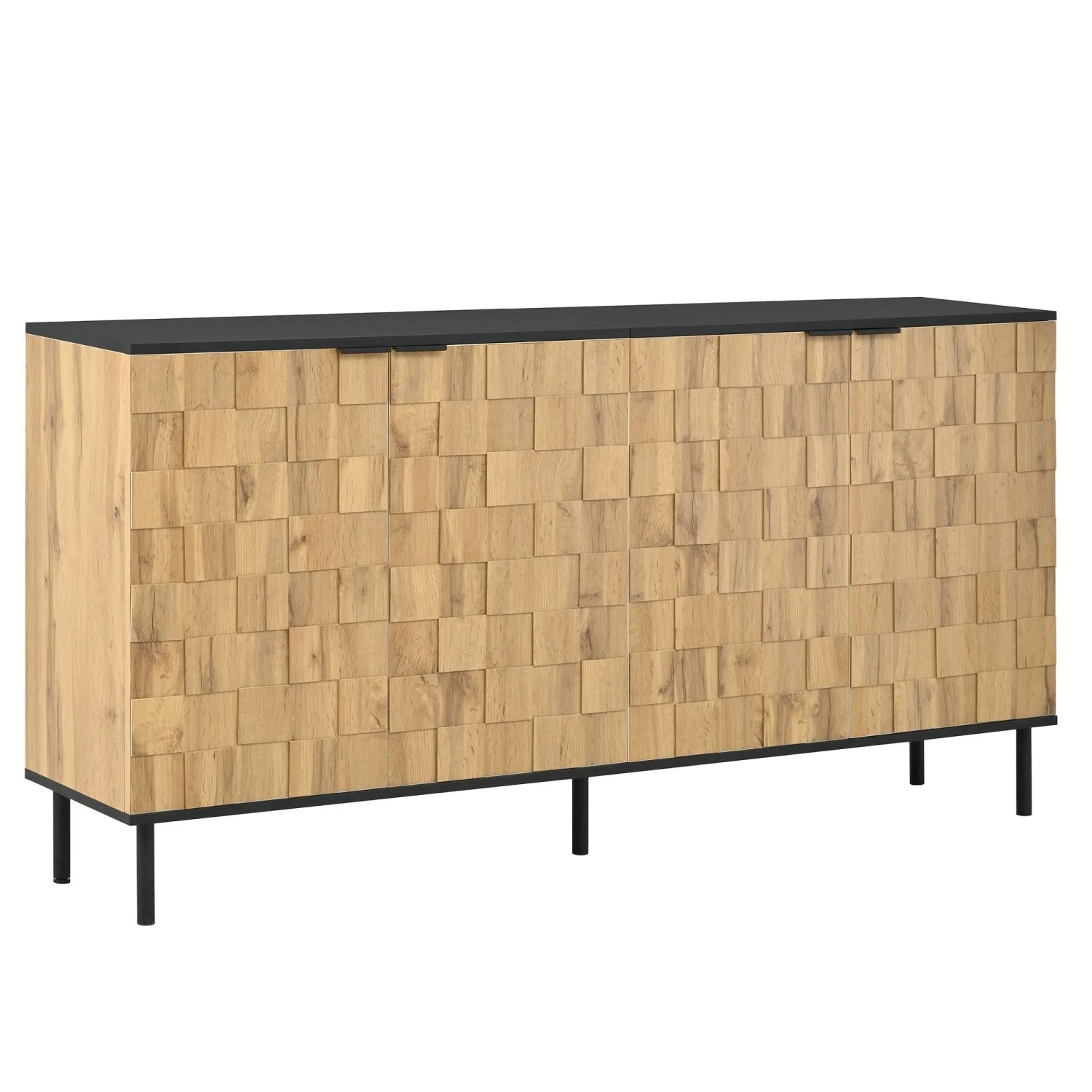 ModernLuxe Sideboard mit 2 Türen Metallfüßen Spanplatte Natur