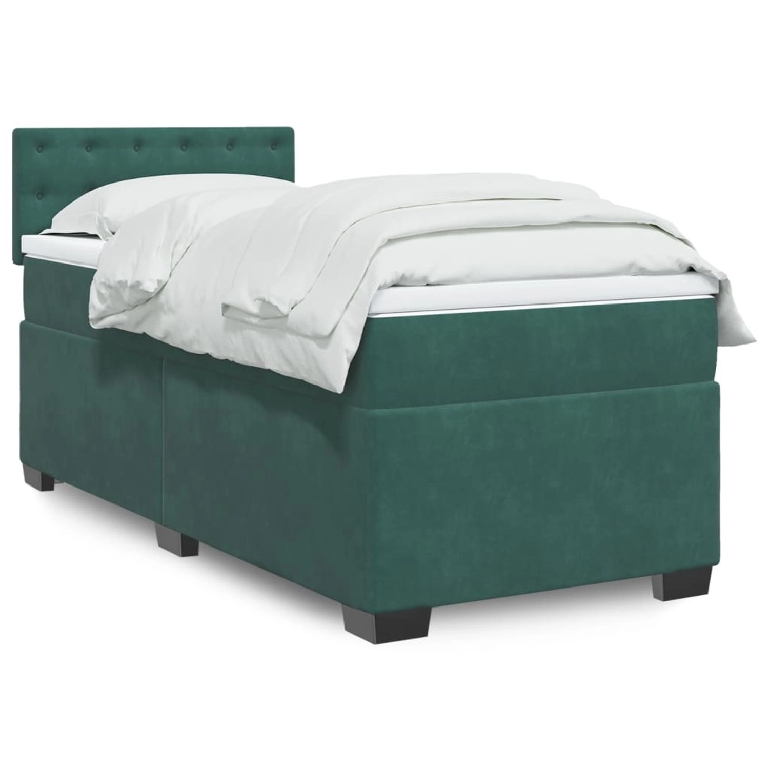 vidaXL Boxspringbett mit Matratze Dunkelgrün 80x200 cm Samt 3288477 günstig online kaufen