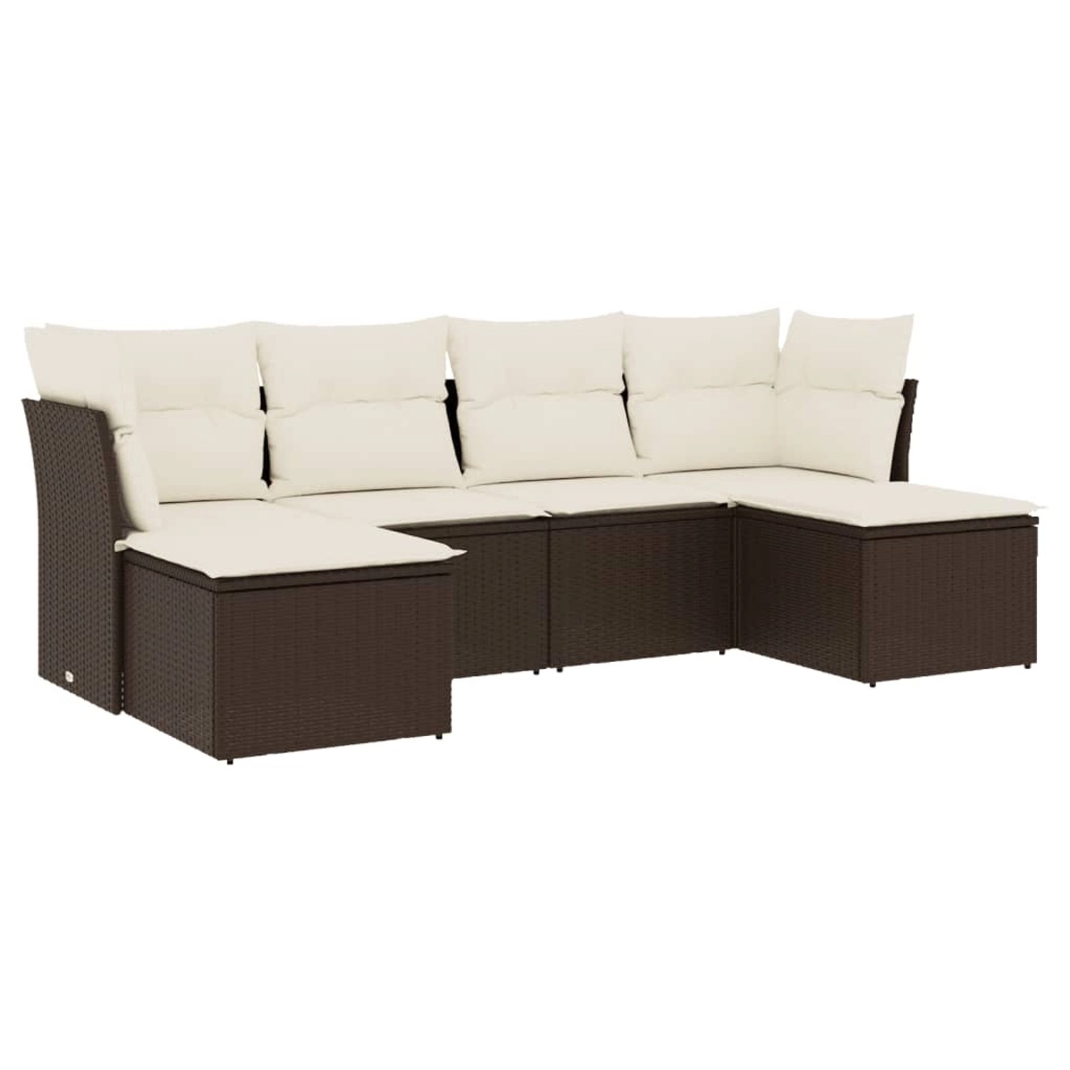 vidaXL 6-Tlg Garten-Sofagarnitur mit Kissen Braun Poly Rattan 3249852 günstig online kaufen