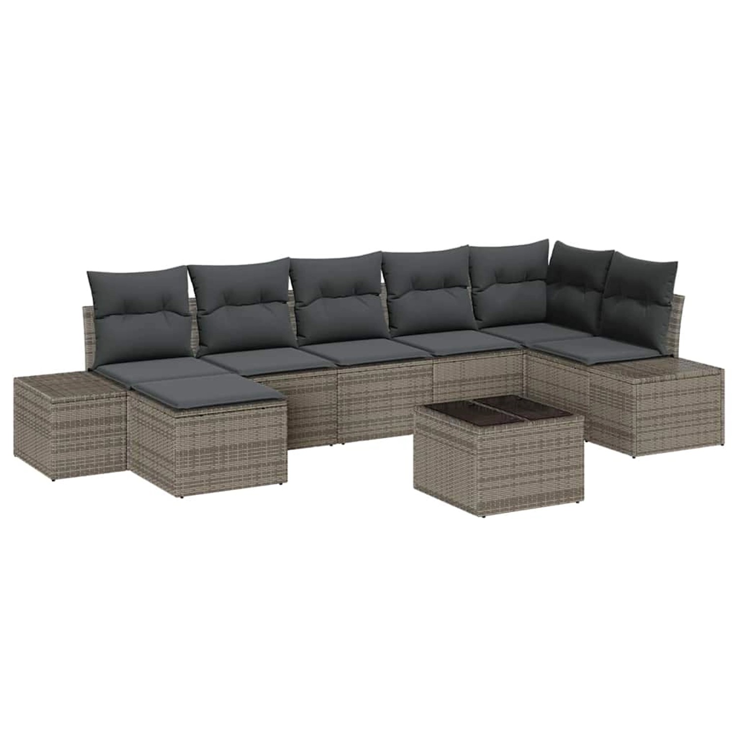 vidaXL Garten-Sofa-Set mit Kissen 8-Tlg Grau Poly Rattan 3347159 günstig online kaufen