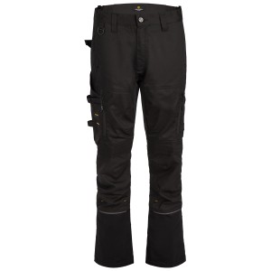 Schwarze Hans Schäfer Workwear Smarthose Artemis Gr. 48 mit vielen Taschen und Cordura-Verstärkung.