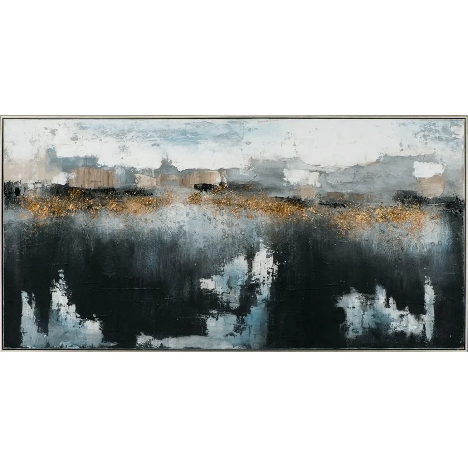Art Universe Leinwandbild Impression Horizont mit Goldenen Akzenten 72 x 142 cm