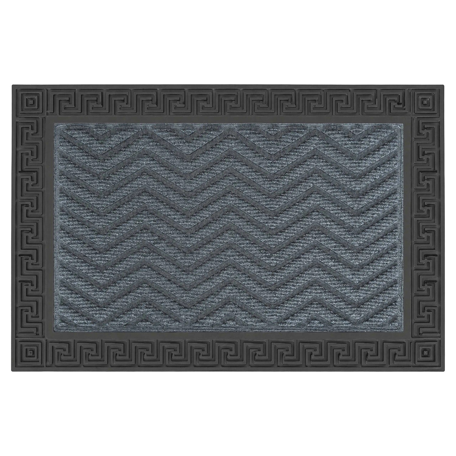 Relaxdays Fußmatte Polypropylen Grau Zickzack Rutschfest 60 cm x 40 cm x 1 cm 1,4 kg