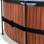 Detailansicht des runden EXIT Wood Pools Ø450x122cm in Braun mit Stahlrahmen.