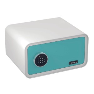 mySafe Möbel-Tresor 430 in Blau-Weiß mit Zahlencode für hohe Sicherheit.