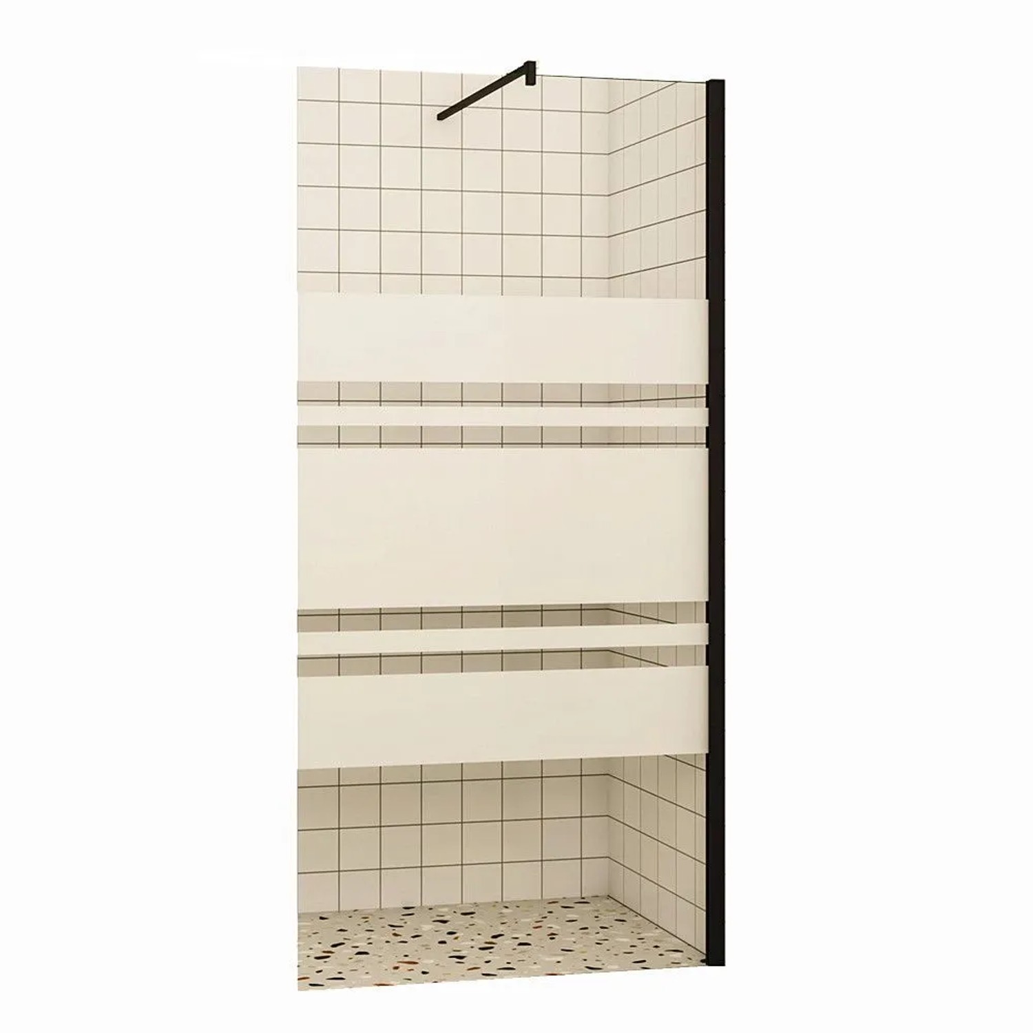Duschparadies Walk In Duschen 120 x 200cm Duschabtrennung 8mm Nano Glas Gemustert Seitenwand Schwarz