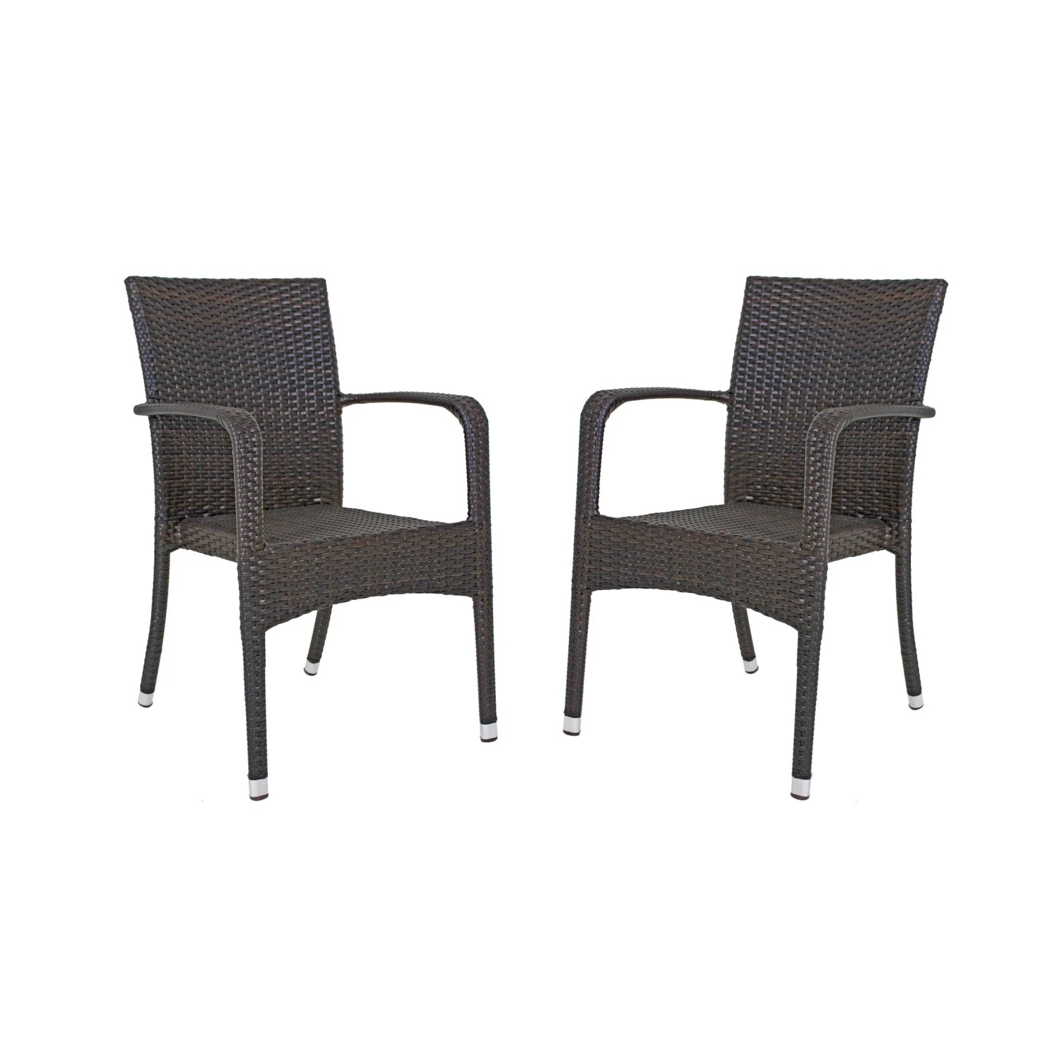 DELUKE Gartenstuhl 2er Set EMMA Kunststoffgeflecht Coffee Stapelstuhl Wetterfest Terrassenstuhl Outdoor Essstühle