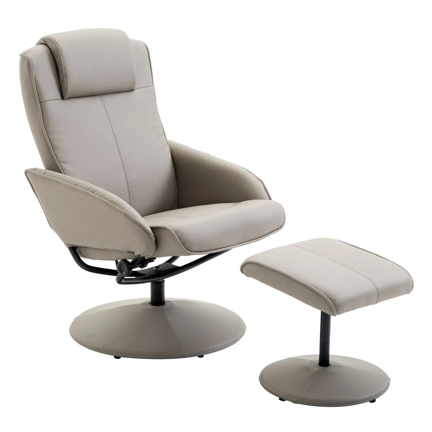HOMCOM Relaxsessel 360 Grad Drehbar mit Fußstütze Grau L78 x B71x H101 cm