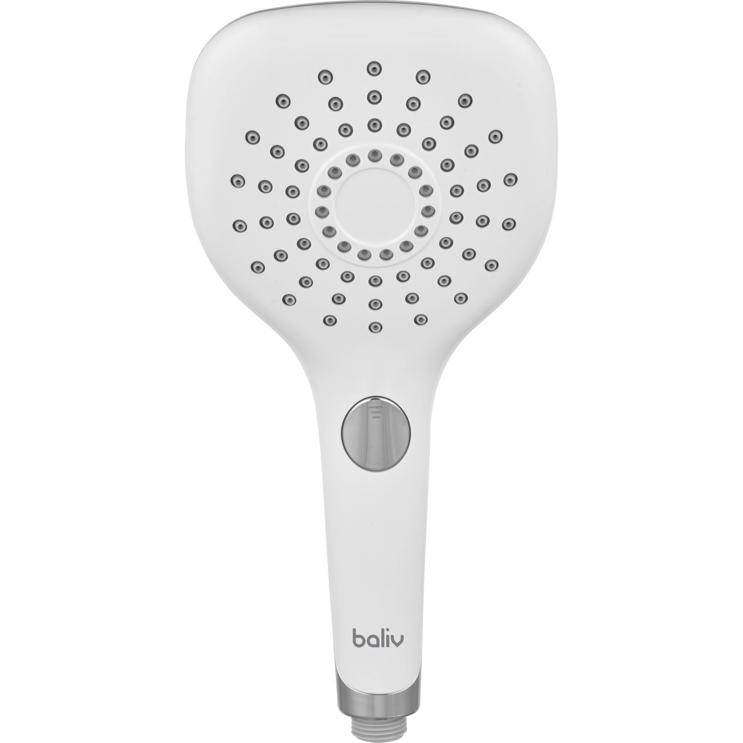 Weiße baliv Handbrause mit Antikalk-Noppen, Teil des KBS-14.120 Brausesets.