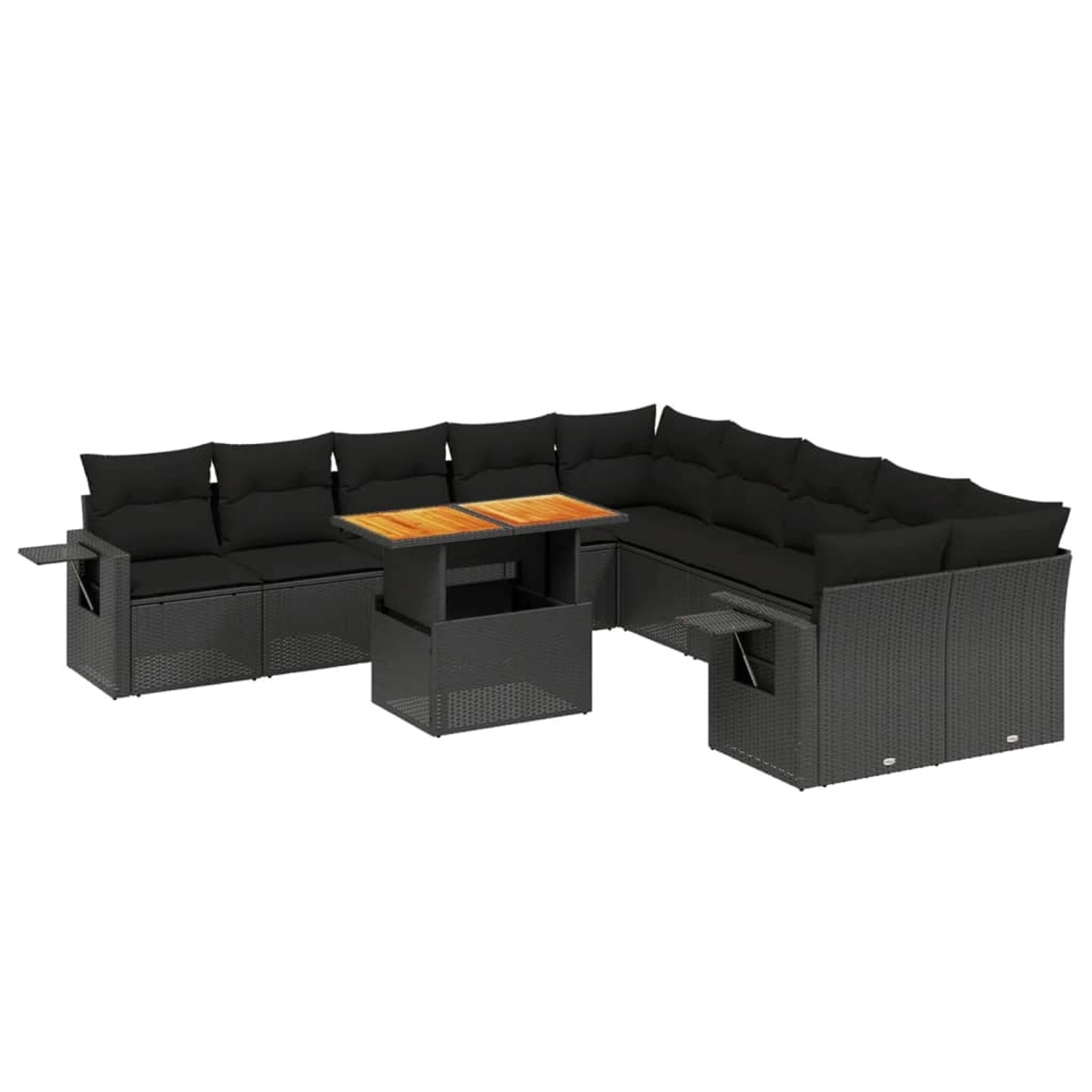 vidaXL 11-Tlg Garten-Sofagarnitur mit Kissen Schwarz Poly Rattan 3271944 günstig online kaufen
