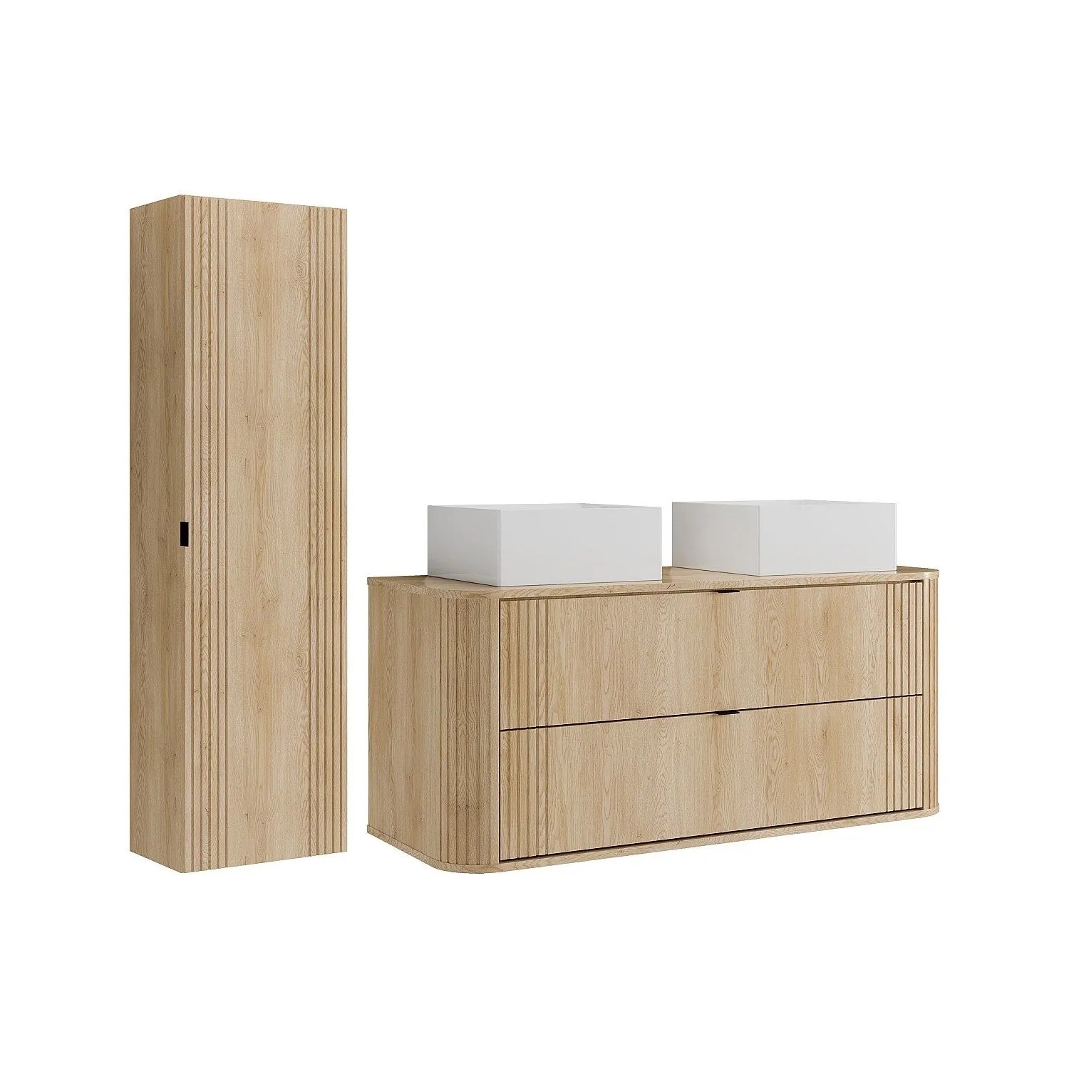 Vente-unique Badmöbel-Set Filor Naturfarben Hell 120 cm